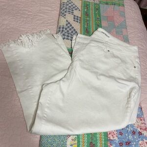 EUC INC International Concepts Cropped Jeans White Fringe Hem 22W